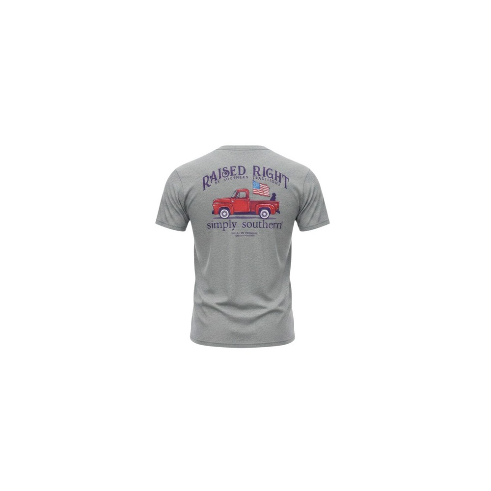 Simply Southern T-Shirt Youth Large Gray New Raised Right Truck Flag Graphic